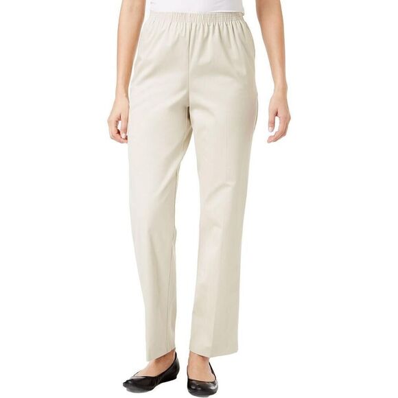 Alfred Dunner Women High-Rise Pull-On Dress Pants Workwear Cotton Stone Size 10S - Picture 1 of 5
